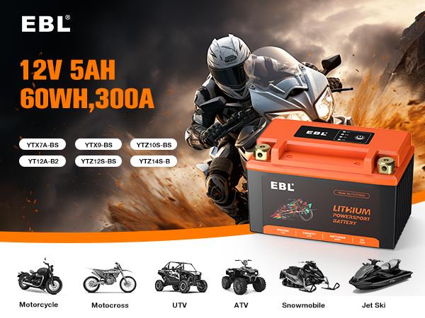 EBL Durable High Performance 12V 5Ah 300A Lightweight LiFePO4 Lithium Replacement Battery for ATV, Snowmobiles, Riding Lawn Mowers, Durable Lithium Battery, High Performance Battery EBL Durable High Performance 12V 5Ah 300A Lightweight LiFePO4 Lithium Replacement Battery for ATV, Snowmobiles, Riding Lawn Mowers, Durable Lithium Battery, High Performance Battery