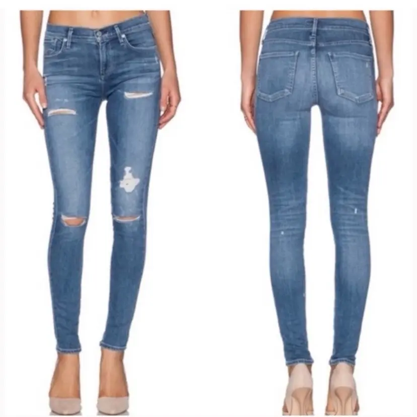 Agolde Sophie High Rise Skinny Jeans Size 29 Cannes Distressed Denim Stretc