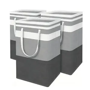 75L Gradient Grey Collapsible Laundry Hamper Freestanding Waterproof Basket with Reinforced Handles for Clothes Toys & More Perfect for Dorms Families