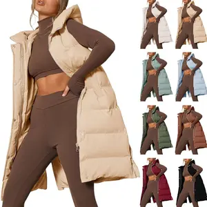 【Clearance】Imily Bela Womens Down Vest with Stand Collar Thick Hooded Sleeveless Long Coats Jacket