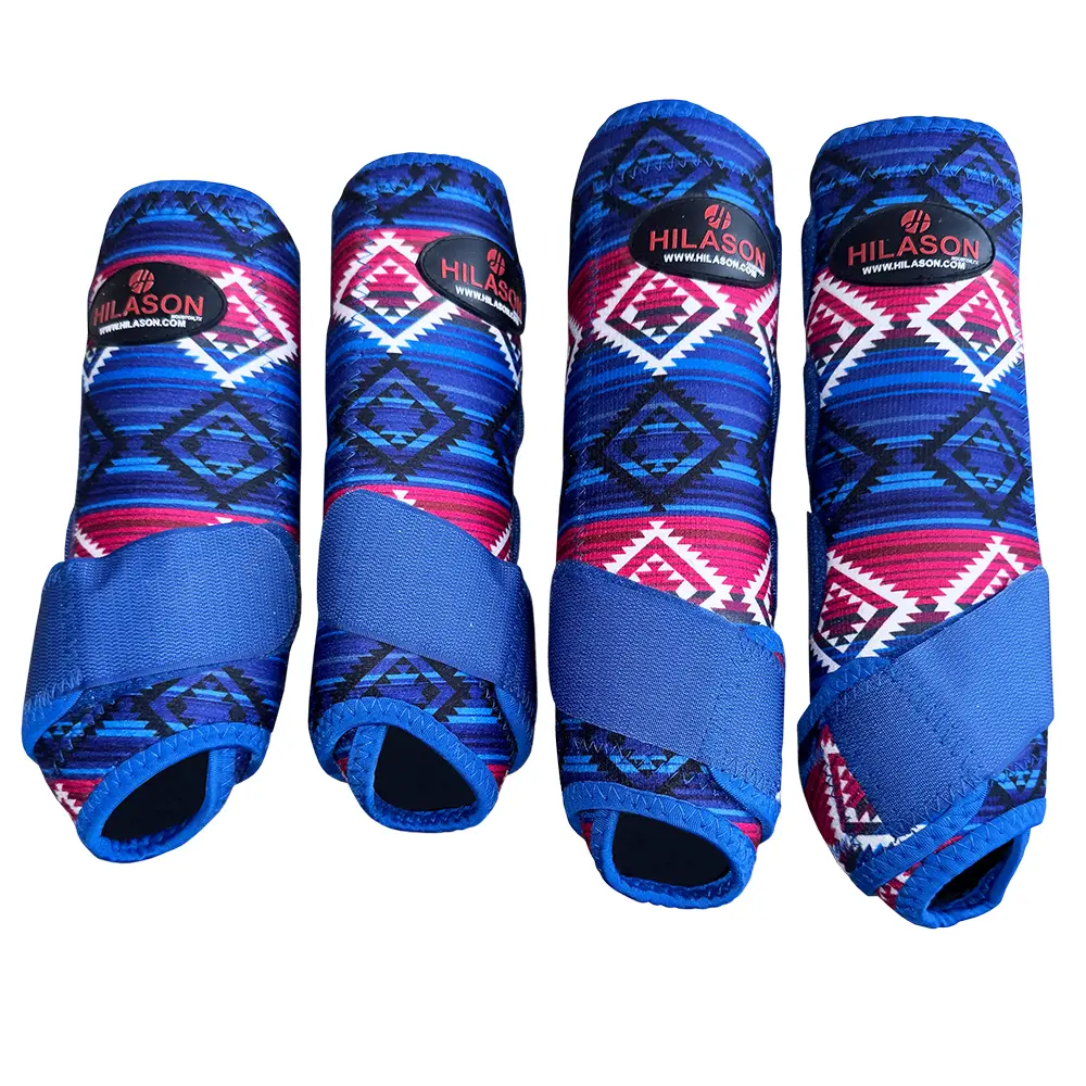 Hilason Horse Front Rear Hind Leg Sport Boots Set of 4 Blue
