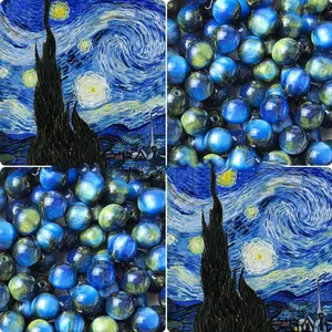 50/100pcs 10mm Blue Glow Resin Beads, Round Gradient Beads for DIY Jewelry Making, Handmade Bracelet Necklace Accessories
