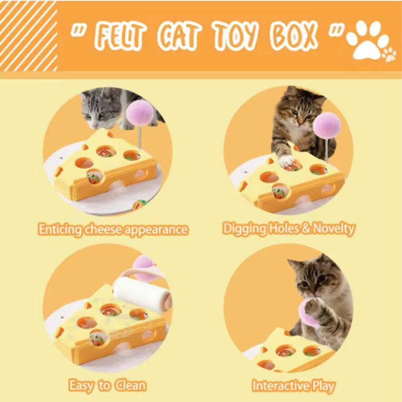 Pet Cat Puzzle Maze Holes Toys Felt Box With Bell Ball Kitten Playing Toys Interactive Funny  Cat Supplies