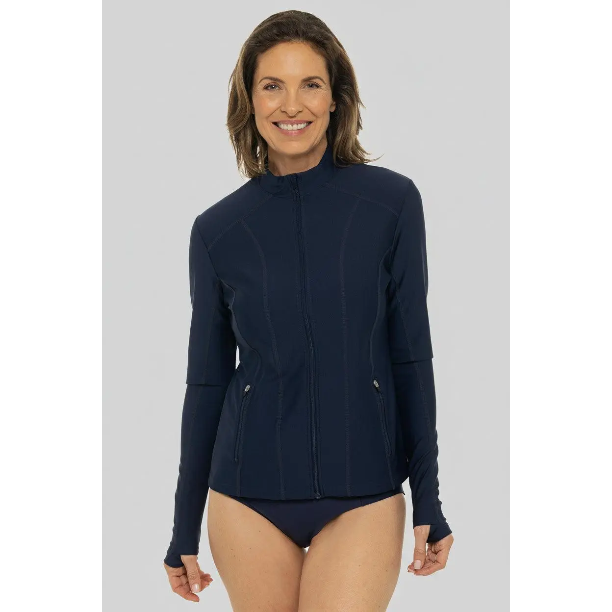 Malawi | Women's Fitted Swim Jacket with Full Zip | Navy
