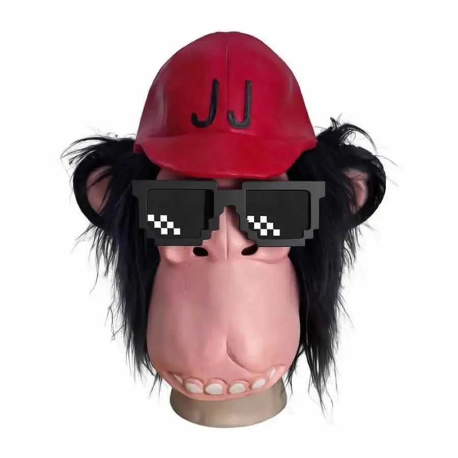 2pcs Set Monkey Mask + Mosaic glasses Latex Funny Gorilla Mask Masquerade Costume Cosplay Prop Halloween for Adult