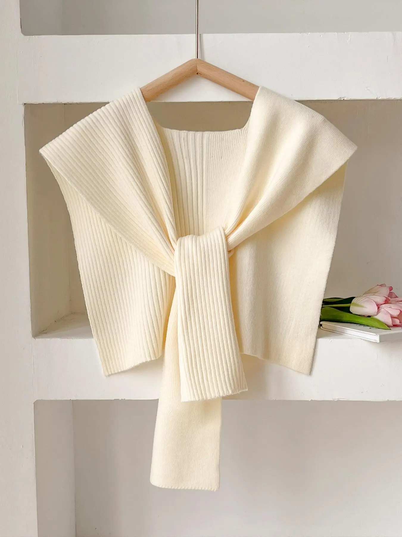 Solid Color Scarf, Knitted Scarf, Casual Soft Scarf, Casual Versatile Shawl for Women, Knitwear Knitted Shawl, Fashionable Accessories for Daily Wear, Trendy All-match & Exquisite Scarf for Birthday Gift
