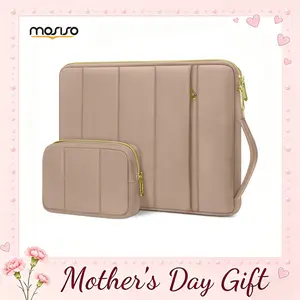【Mother's Day Gift】MOSISO 13-14 Inch Puffy Laptop Sleeve with Small Case & Side Handle Soft Protective Bag for MacBook Air Pro HP Dell ASUS Lenovo Lightweight Quilted Computer Case