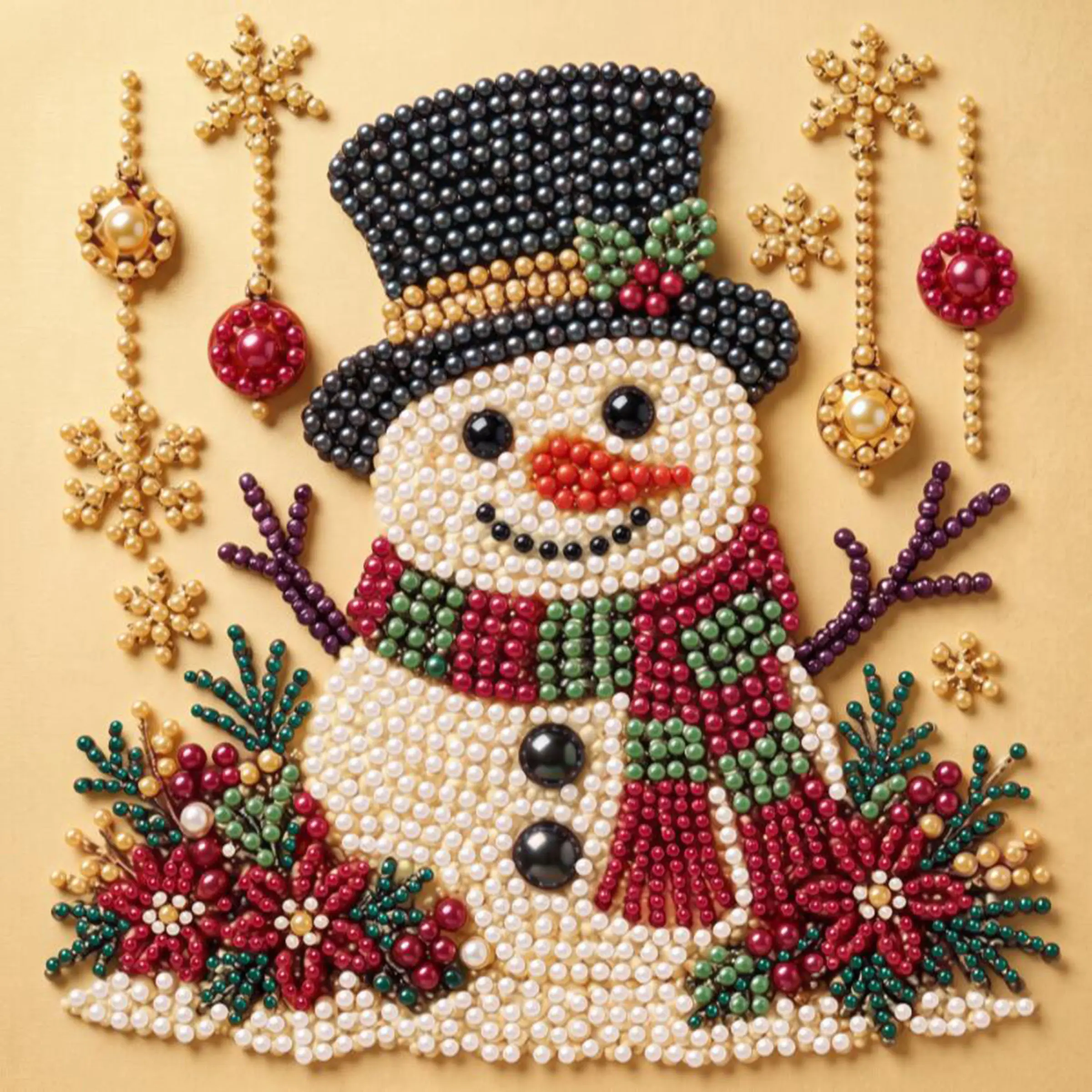 Christmas Snowman Diamond Painting Kit,Diamond Art Kits,Pearl Art Kits for Adults,Special Shaped Diamond Art,Pearl Beads Art Craft,Beginner Diamond Mosaic Art,Gem Painting,12x12inch