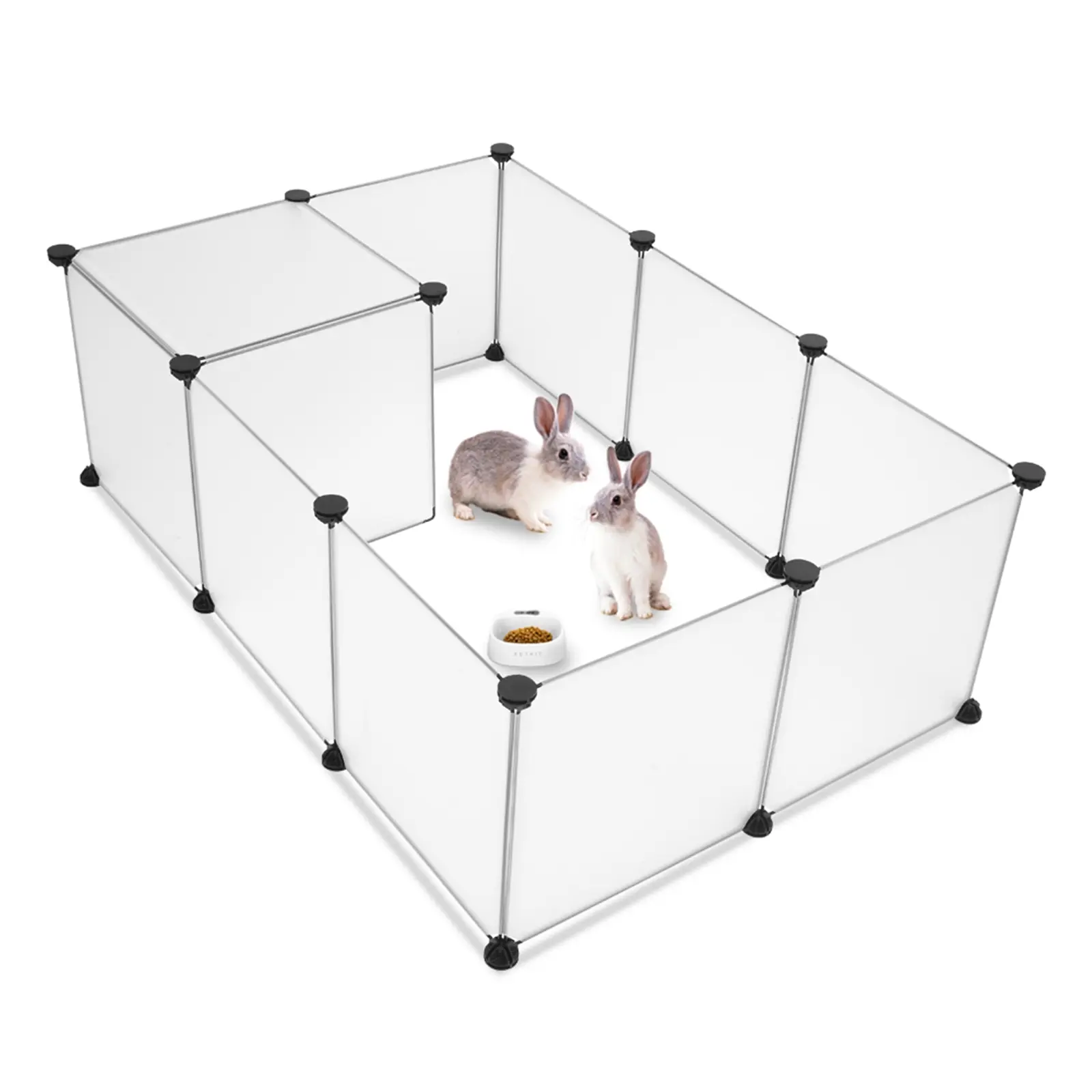 DIY Portable Pet Playpen for Small Animals, Indoor Outdoor Puppy Kennel Crate Fence for Rabbits Guinea Pigs Hamsters Hedgehogs, DIY Expandable Strong Transparent Play Yard with Easy Assembly