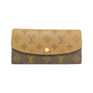 Pre-owned Louis Vuitton Canvas Small Leather Goods Monogram Reverse Portefeuille Emilie Long Wallet