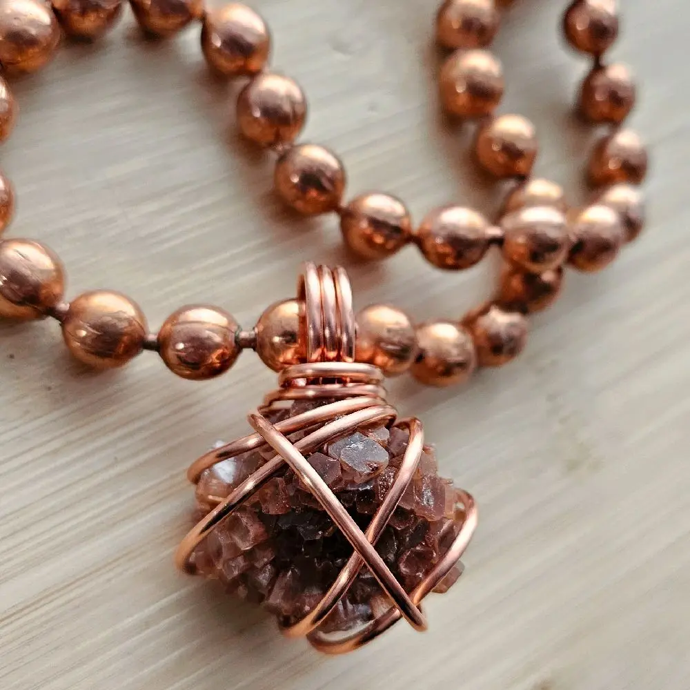 Argonite Chunky Ball Chain Crystal Necklaces, Thick Natural Gemstone Pendant Necklace, Spiritual Jewelry, Grounding, Stabilizing, Soothing  [Made-to-Order]