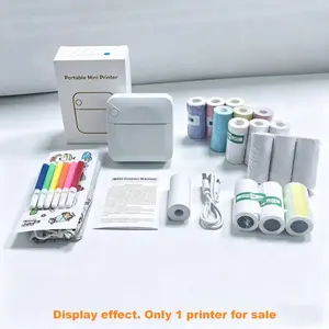 Portable Mini Printer Set, USB Rechargeable Wireless Thermal Printer with Paper, Ideal for Home Office School Portable Photo Printer