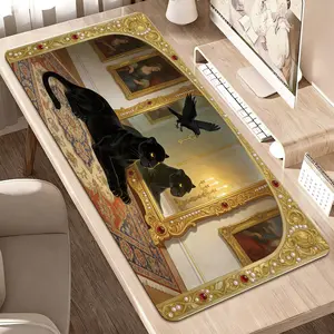 LIVEKEY 80x40cm Large Gaming Mouse Pad Desk Mat with Cozy Cat & Sunflower Design, Non-Slip Rubber Base & Stitched Edges, Comfortable Surface for PC Gaming, Office, and Work Setup