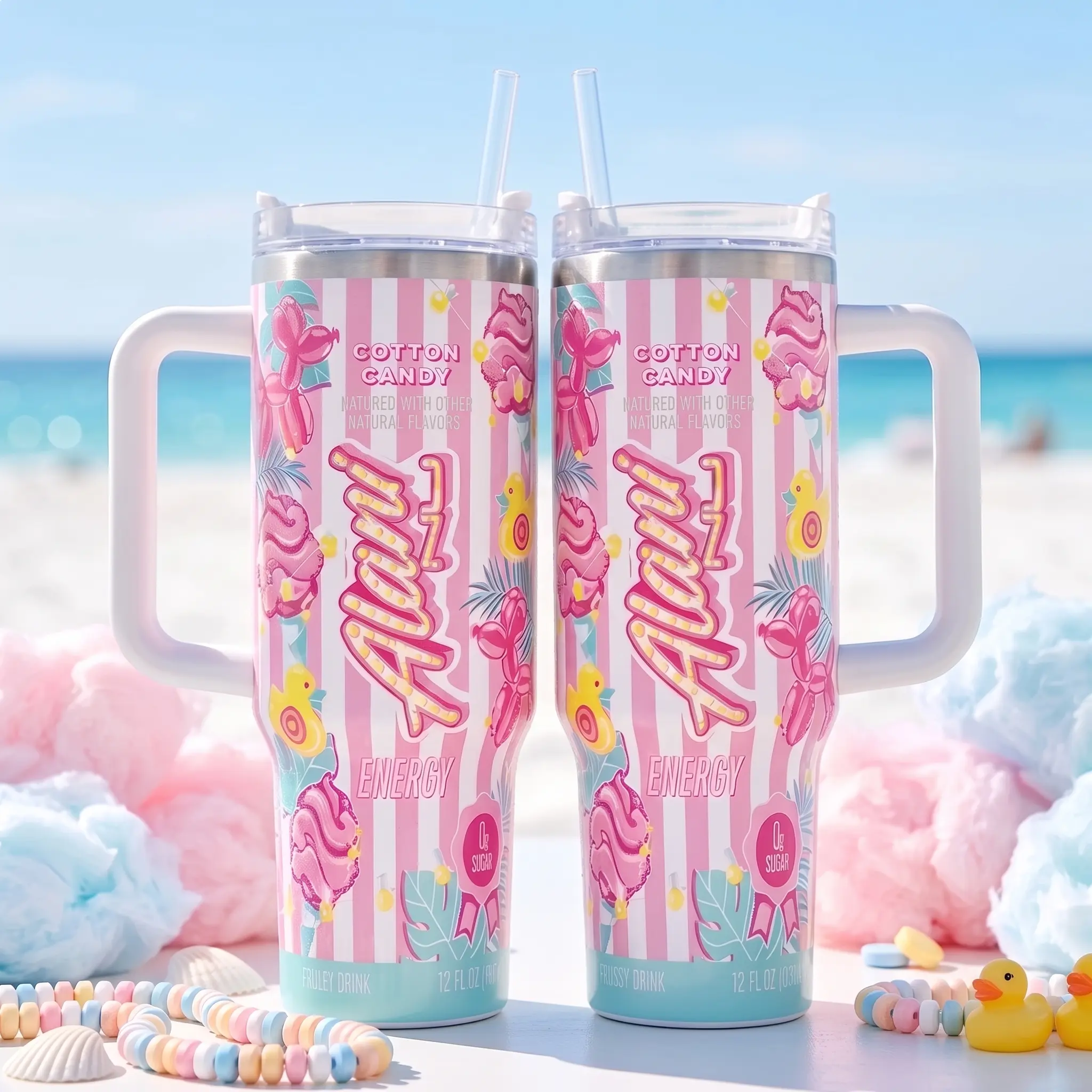 Alani Nu Travel Tumbler, 40oz - COTTON CANDY, Diet Drink Tumbler, Energy Drink Inspired Tumbler, Gift For You