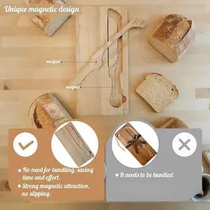 SongTai Adjustable Wooden Bread Divider - Curved Serrated Scoring Knife, Handmade Dough Lathe Art Tool, Cutter Board for Kitchen Baking Enthusiasts