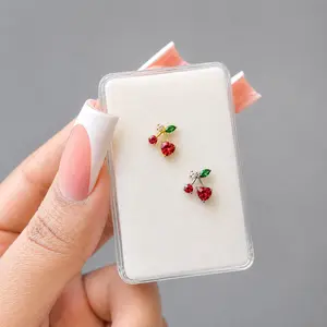 *Customize* Titanium Cherry Heart Nose Ring/ Labret