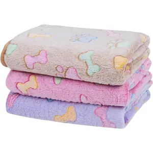 Dono 3-Pack Dog Blankets – Soft Fluffy Fleece Pet Blankets with Paw Print, Warm Sleep Mats for Dogs, Puppies & Kittens Yiwu Honghe
