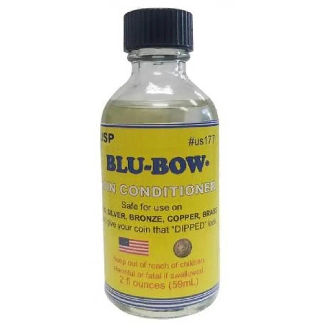 JSP Blu-Bow 2 fl oz Coin Conditioner Cleaning Liquid - Easy-to-Use Portable Household Cleaner with Stone Polish for Gold, Silver, Copper, Bronze; For Appraisers, Reduces Residue, Restores Accurate Surfaces (2 fl oz)