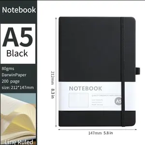 A5 Hardcover notebook Line Ruled,200 pages | 80 gsm, Ink-proof, A6 Hardcover notebook PU Leather