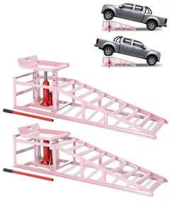 Garvee Upgraded Hydraulic Car Ramps, 2 Pack 5 Ton Lift Ramps, Low Profile Steel Structure, Adjustable Height 9.4-13.34 In, Heavy Duty Service Ramps For Vehicles, Trucks, Garage Maintenance