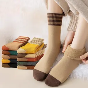 Autumn Winter Women's Terry Socks Fleece Lined Thickened Mid-Calf Sleep Home Warm Towel Socks birthday surprise Adorable Breathable Ankle slouch lebon shoppe comfy cosy