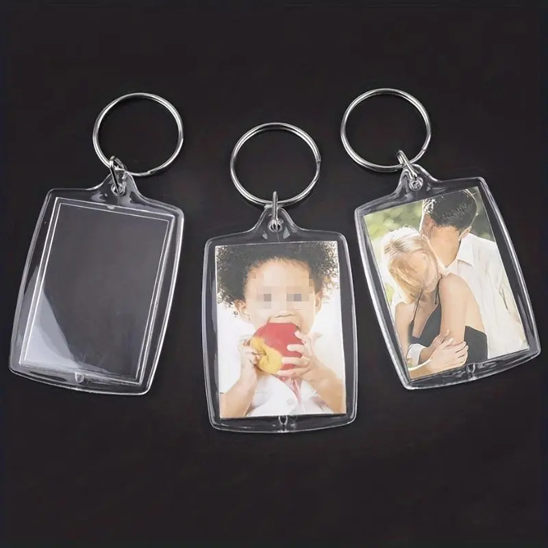 Acrylic Photo Frame Keychain, 10pcs Transparent Photo Keychain, Car Interior Decoration Accessories, Keychain For Car Keys, Gift for Friends, Keychain Pendant, Keychain Set, Trendy Cute Keychain, Key Chain Decorations