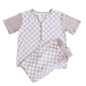 Checkered Bamboo Mama Pajamas | Two Piece Set