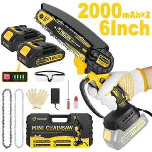 TOOLIFE 6 Inch Mini Chainsaw, New for 2026, Cordless Battery Powered, Hand Held Saw for Wood/Trees Trimming, Sawzall for Household and Garden