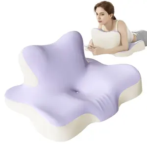 Shilucheng Memory Foam Pillow, Ergonomic Contoured Neck Support Pillow, Pain Relief Cushion for Reading & Phone Use, Removable Washable Cover