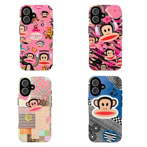 Paul Frank Monkey Phone Case Cute Cartoon Two-In-One Film Case - Durable, Shock-Absorbing, and Trendy Protection - for iPhone17 16, 15, 14, 13, 12 Plus, Pro, Max, and Samsung S25-22 Perfect Birthday Gift for Friends Aesthetic |   Colorful & Trendy Gift