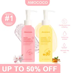 Triple Essence Rejuvenation: Turmeric, Cherry Blossom & Niacinamide Exfoliating Gel – Helps cleanse dead skin, brighten, and works for face & body.