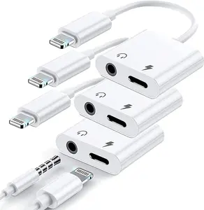 [Apple MFi Certified] iPhone Headphones Fast Charging Audio Adapter,3Pack 2-in-1 Lightning to 3.5mm Headphone Jack Dongle Splitter,Supports Hi-Res Lossless Sound for iPhone 14/13/12/11/XS/XR/8/7