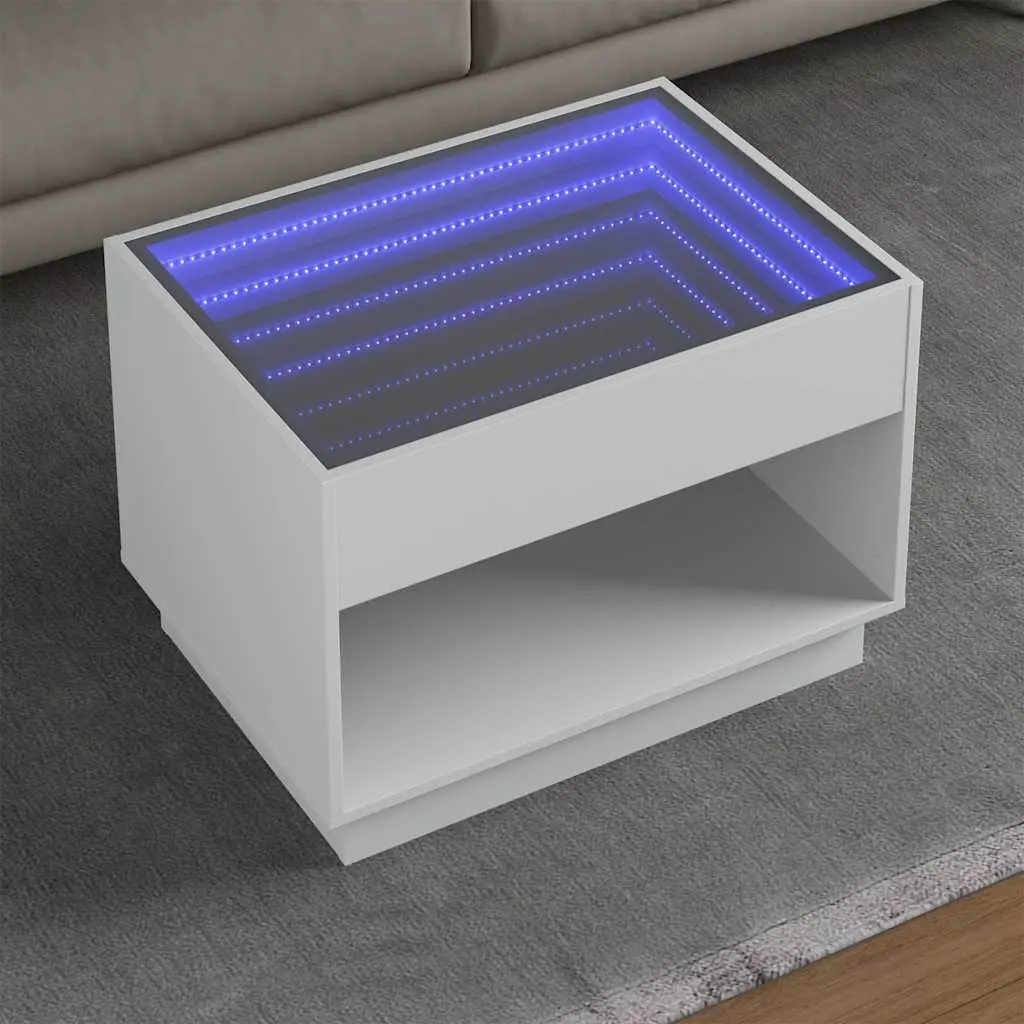 Coffee Table with Infinity LED 70x, Led Mirror, Light Up Your Space