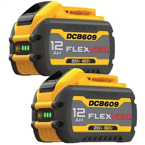2Pack 12000mAh 20V DCB606 Replacement For DeWalt 20V/60V MAX Battery Compatible with DeWalt Flex-Volt DCB609 612 606-2 609-2 and Cordless Power Tools Impact Heavy Duty Industrial Hardware