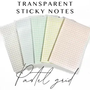 Translucent Sticky Notes - Pastel Grid - 3x5"