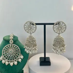 Silver Jhumka and Tikka Set