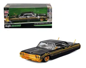 Maisto 1:26 1964 Chevrolet Impala SS Lowriders Black Gold with Graphics and White Interior Limited Edition