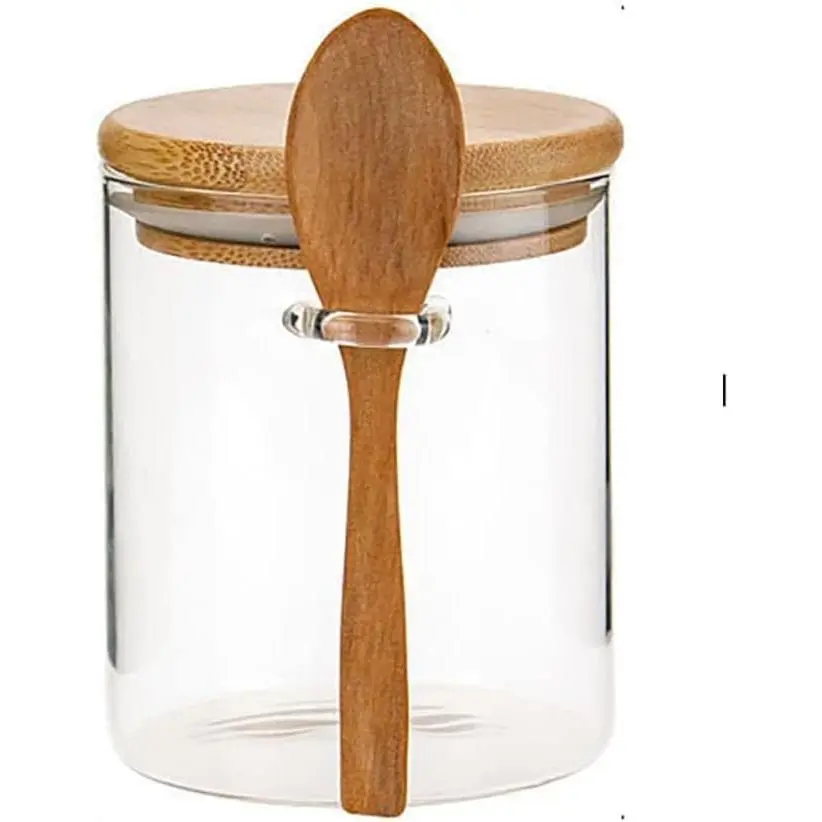 Airtight Glass Jars With   And Spoons, 17oz Glass Canisters With Lid For  Beans , Sealed Sugar Container, Glass Coffee Containers,  Jars Canisters, Kitchen Accessories (1pcs)