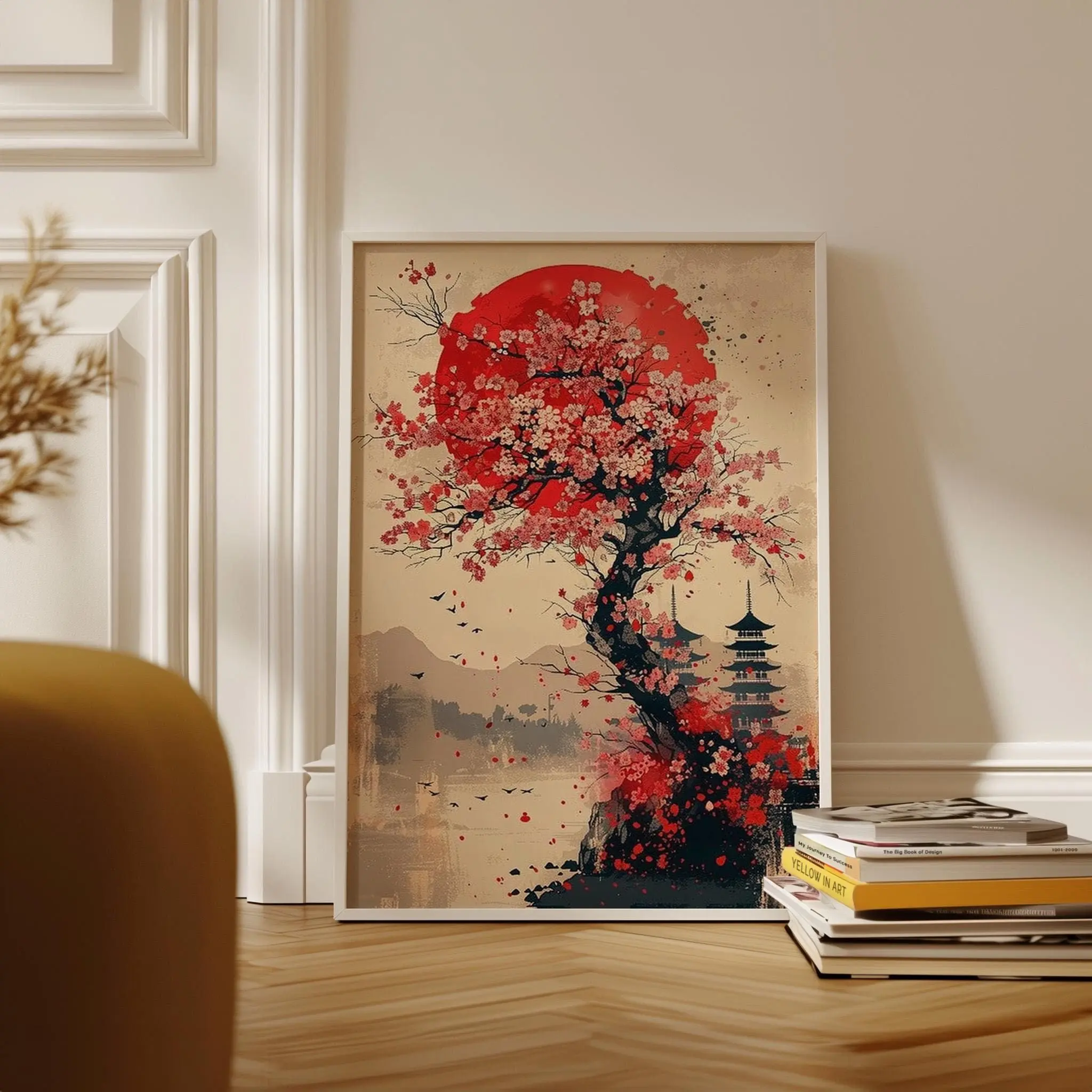 [SALE UP TO 40%] [Unframed] Cherry Blossom Tree Print, Japanese Zen Art, Living Room Wall