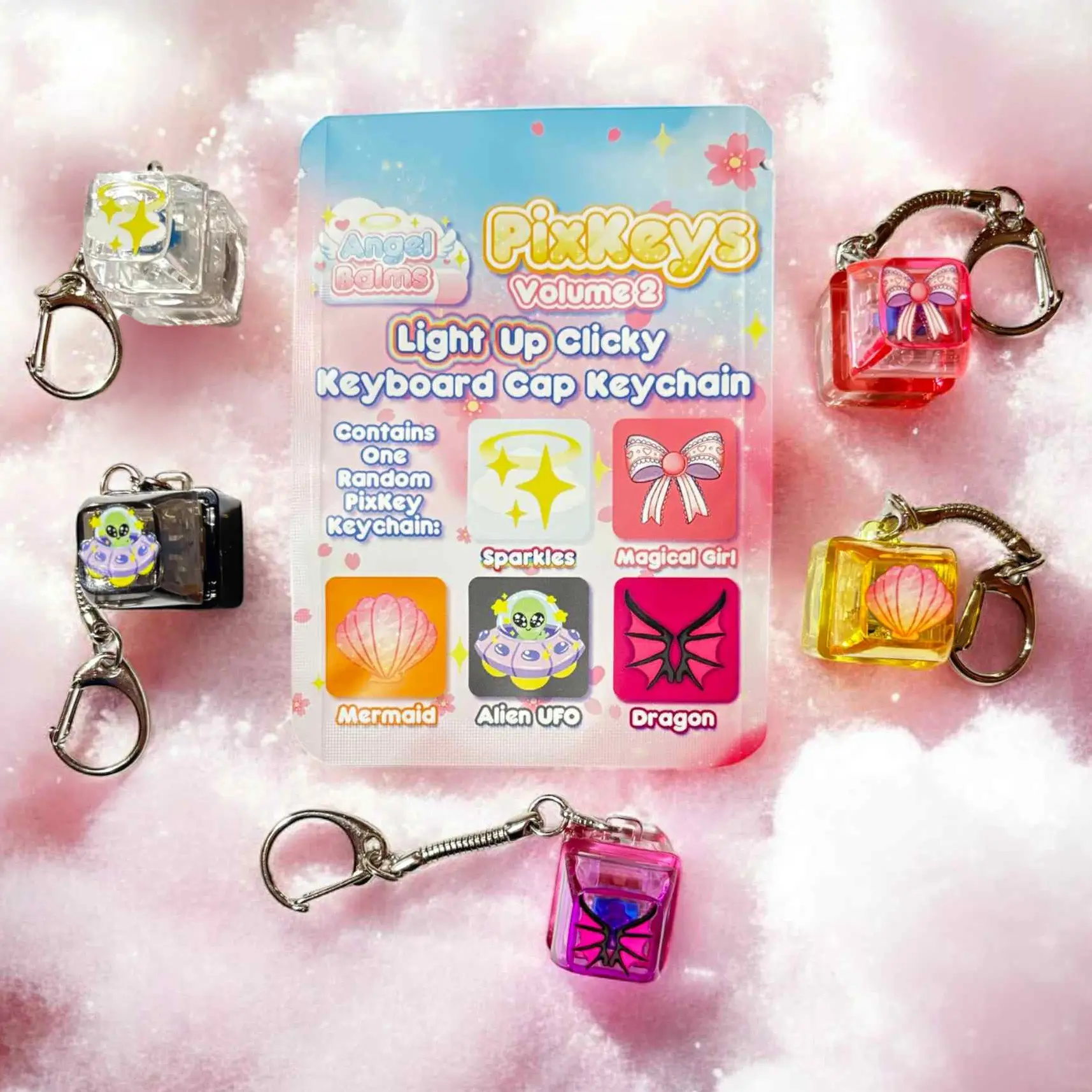 Pixie Keycap Clicky Keychain with RGB Rainbow LED Light BLINDBAG ...