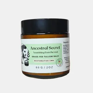 Ancestral Secret Soothing Grass Fed Beef Tallow Balm 2 oz / 0.55 oz Organic Grass-Fed for Muscle Comfort Nourishment with Emu Oil