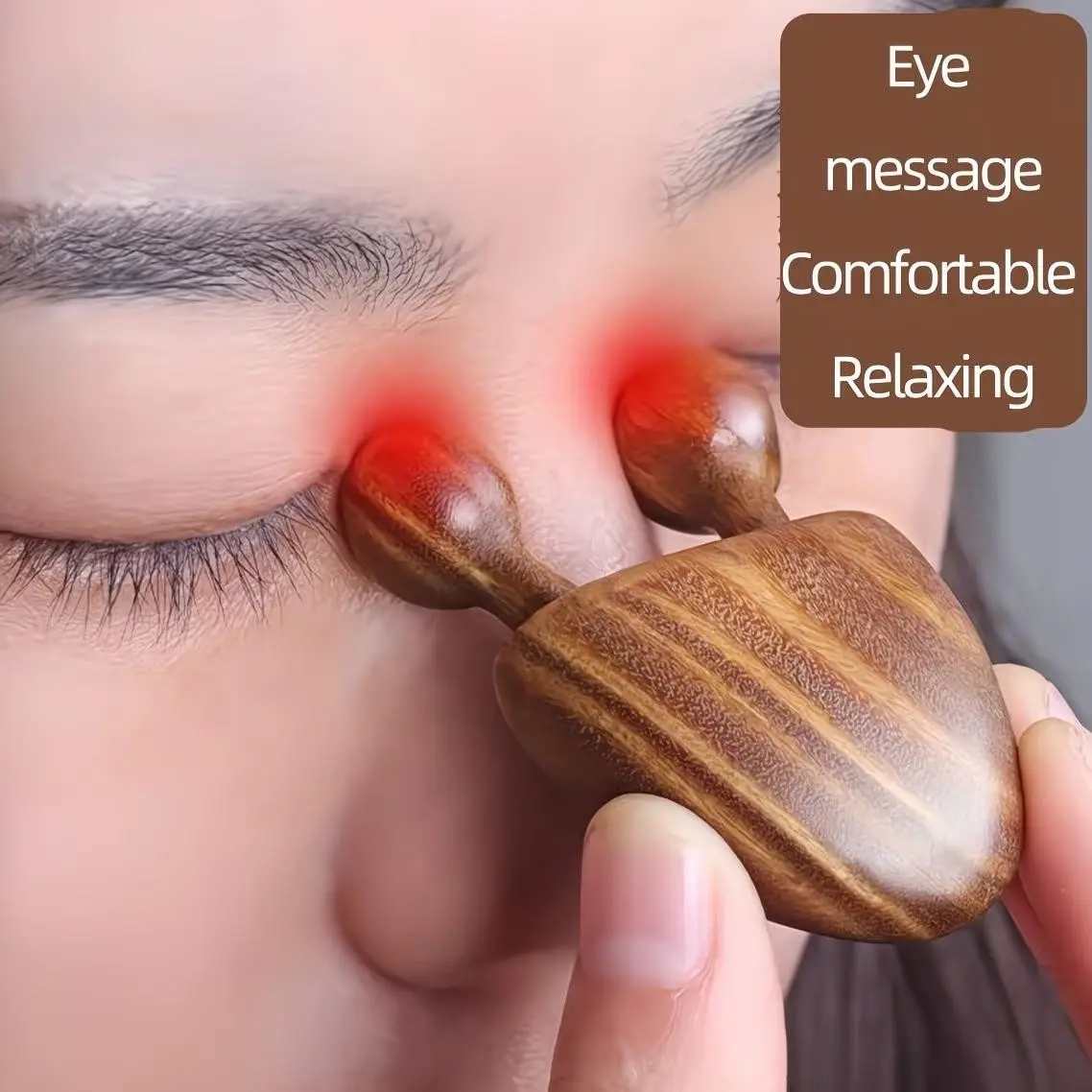 Wooden Nose Massager, Face Relaxation Massage Tool, Eye Roller Stick, Natural Wood Material, Ideal for Facial Care & Relief