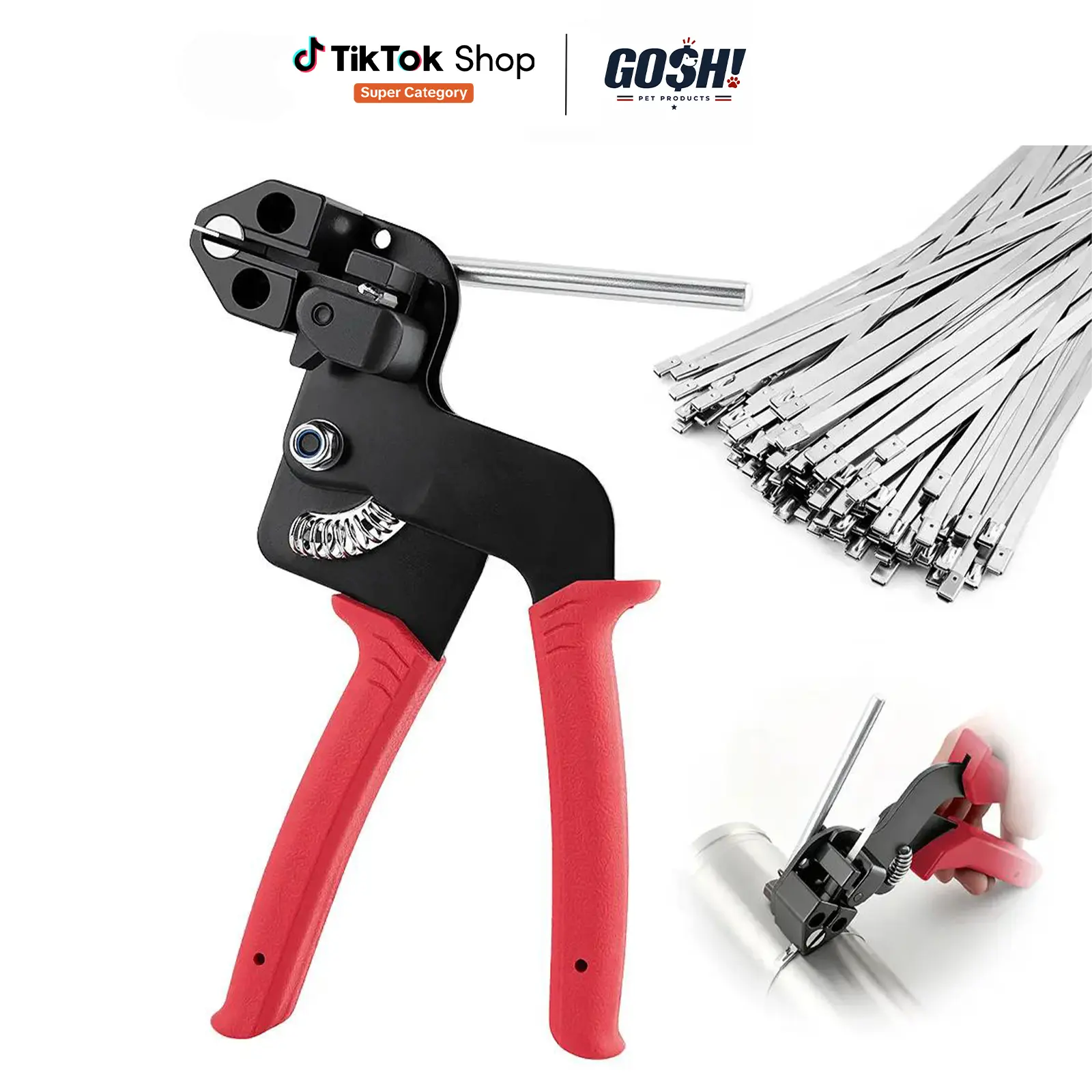 101-Piece Stainless Steel Cable Tie Gun Kit with 100PCS 11.8-Inch 304 Metal Zip Ties, Heavy Duty Self-Locking UV-Resistant Fastening Tool for Fence, Exhaust Pipe, Chicken Coop & Outdoor Repairs