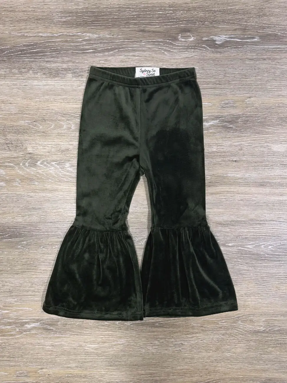 SYDNEY SO SWEET Olive Green Girls Velvet Elastic Waist Bell Bottoms Pants for Adorable Fall Looks True to Size Fit Cotton Poly Blend Machine Washable