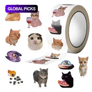 500pcs Cartoon Cat Emojis Roll Up Stickers Series Sealing Stickers Cup Laptop Travel Case Notebook DIY Decorative Stickers Crafts Cup Stickers Birthday Gift Funny Stickers #GLOBAL PICKS