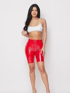 Casual insulated latex biker shorts