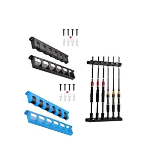 Fishing Rod Holders Vertical Rack Fishing Equipment for Up to 6 Rods, Space-Saving Wall and Ceiling Mount Storage, Fits Most Rod Diameters