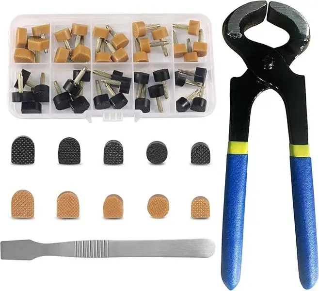 Women's High Heel Repair Kit - 20Pairs Practical Convenient Heel Replacement Tips, 6in Remove Pliers, 5 Sizes U-Shape TPU Surface Caps (Black/Beige), Anti-Slip Grip, Comfortable, Increase Safety (Home Improvement)