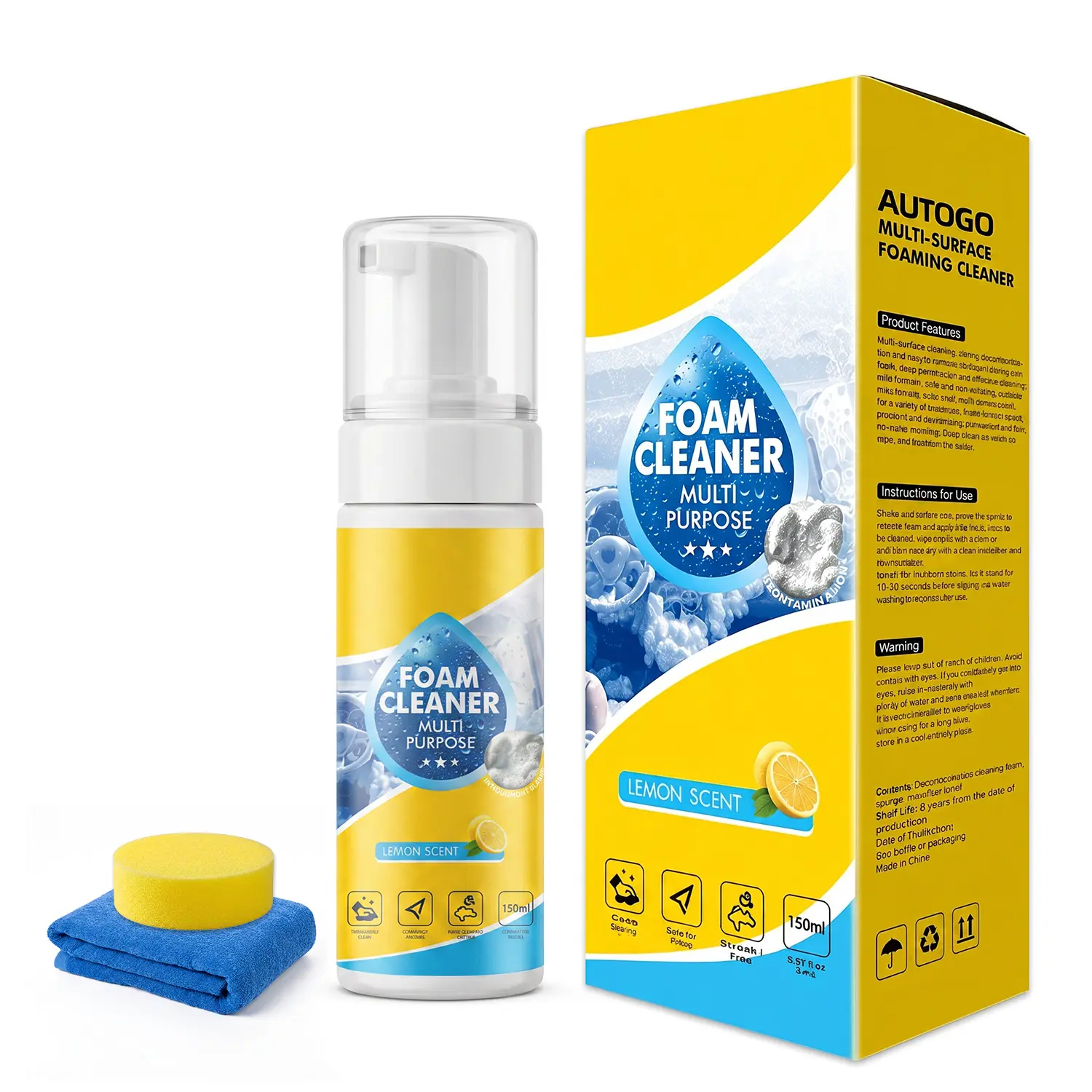 4-in-1 Multi-Enzyme Foam Spray Cleaner - Heavy Duty Car Interior Care Leather & Upholstery Cleaner, Household Stain Remover, Cleaning Agent, Cleaner Spray Bottle