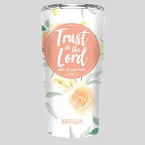 Kerusso Trust In The Lord 20 oz Stainless Steel Vacuum Flask, Coffee Tumbler with Lid